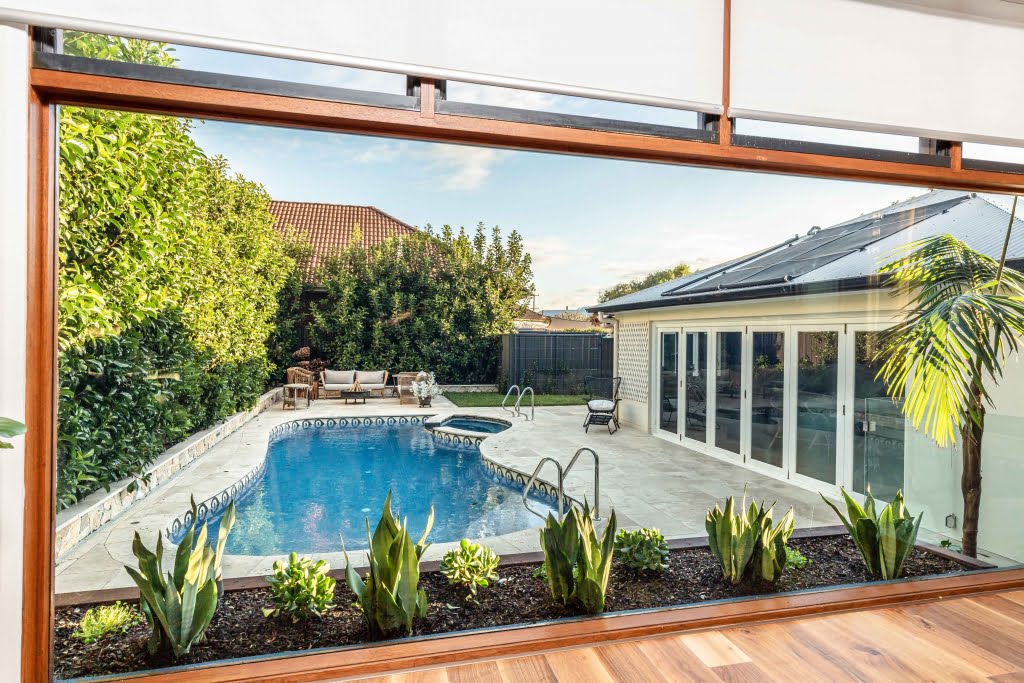 Bar Beach Backyard Landscape with pool