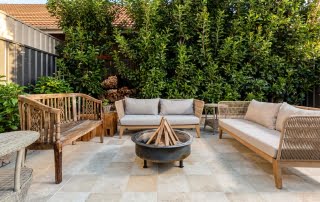 Bar Beach - Urban Oasis - Travertine Tiled Sitting Area With Firepit and Lounges